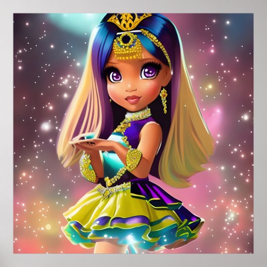 Sassy whimsical Princess roze Tiara etnische sterr Poster (Voorkant)