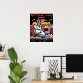 Sassy Wine Bunny Decor Poster (Thuiskantoor)