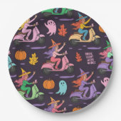 Sassy Witch Bromfietspatroon – Schattigee pastelhe Papieren Bordje (Voorkant)