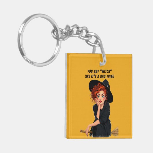 Sassy Witch Halloween ontwerp Sleutelhanger (Voorkant Links)