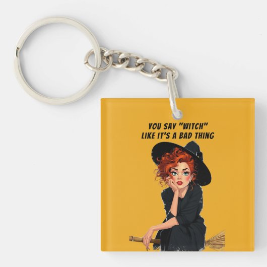 Sassy Witch Halloween ontwerp Sleutelhanger (Voorkant)