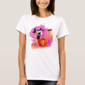 Sassy Witch met kat Woman's T-shirt (Voorkant)