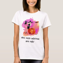 Sassy Witch met kat Woman's T-shirt met tekst