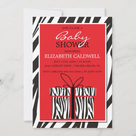 Sassy Zebra Baby shower Kaart (Voorkant)