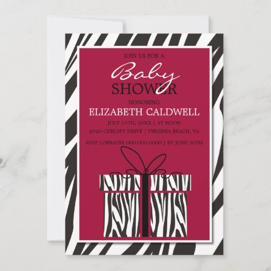 Sassy Zebra Baby shower Kaart (Voorkant)