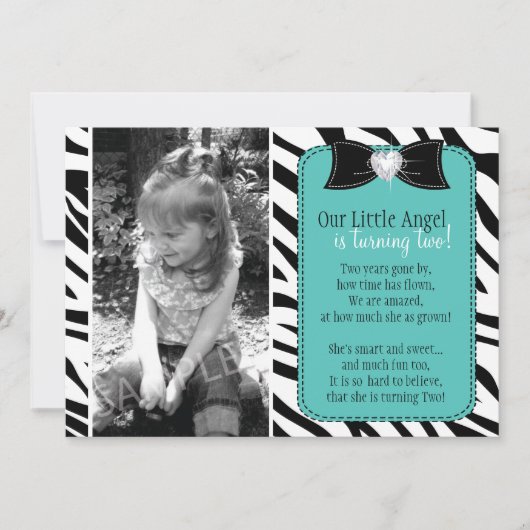 Sassy Zebra Birthday Party Invitation Kaart (Voorkant)