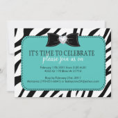 Sassy Zebra Birthday Party Invitation Kaart (Achterkant)