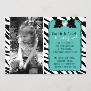 Sassy Zebra Birthday Party Invitation Kaart
