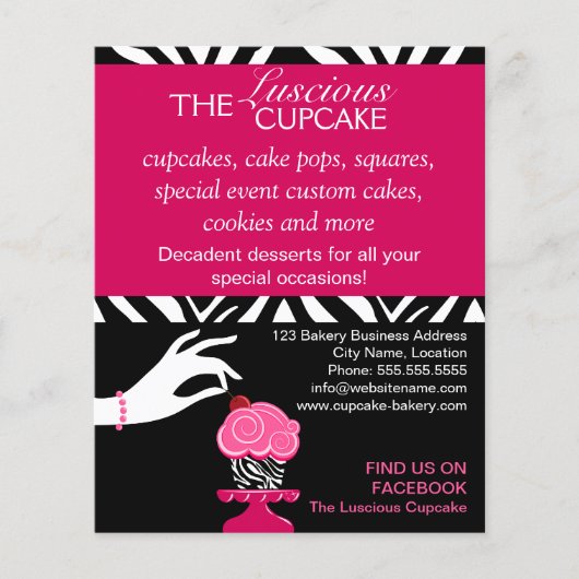 Sassy Zebra Cupcake bakkerij Flyer (Voorkant)
