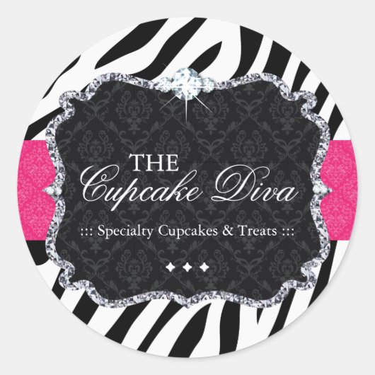 Sassy Zebra Cupcake - Verpakking Stickers (Voorkant)