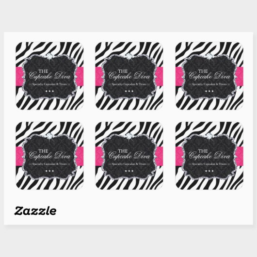 Sassy Zebra Cupcake - Verpakking Stickers (Vel)