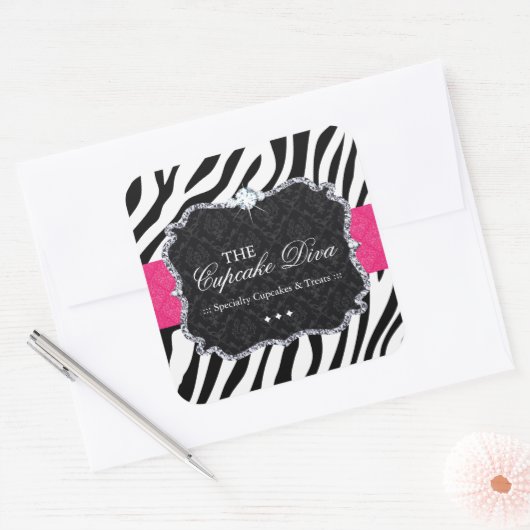 Sassy Zebra Cupcake - Verpakking Stickers (Envelop)