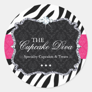 Sassy Zebra Cupcake - Verpakkingsstickers Ronde Sticker