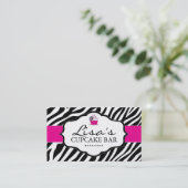 Sassy Zebra Cupcake Visitekaartje (Staand voorkant)