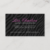 Sassy Zebra Cupcake Visitekaartje (Achterkant)