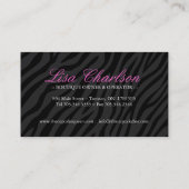 Sassy Zebra Cupcake Visitekaartje (Achterkant)