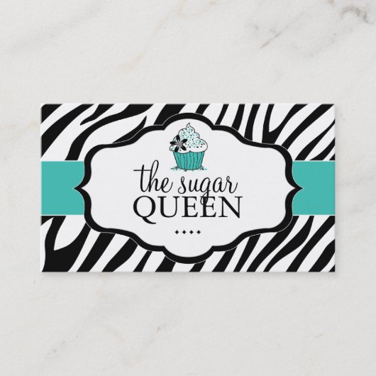 Sassy Zebra Cupcake Visitekaartje (Voorkant)