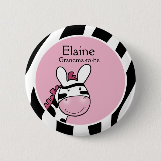 SASSY ZEBRA DIVA NAME TAG Personalized Button (Voorkant)