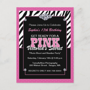 Sassy Zebra Print Birthday Party nodigt uit Uitnodiging Briefkaart