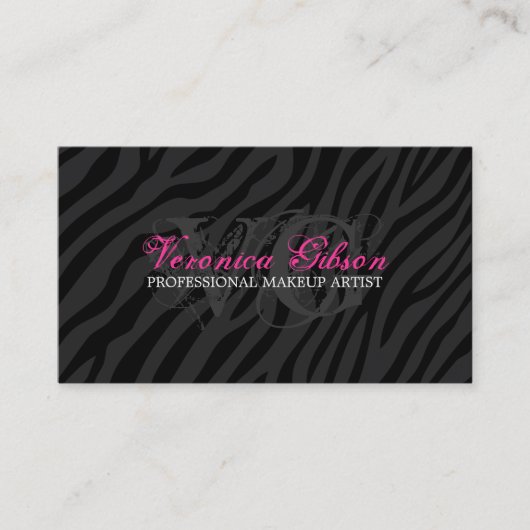 Sassy Zebra Print Makeup artistieke Visitekaartjes (Voorkant)