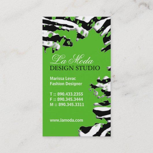 Sassy Zebra Print Visitekaartje (Voorkant)