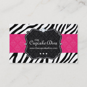 Sassy Zebra Stripe Cupcake Visitekaartje