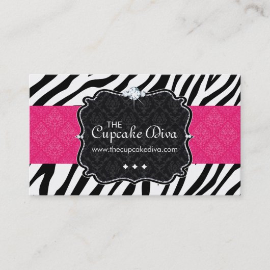 Sassy Zebra Stripe Cupcake Visitekaartje (Voorkant)