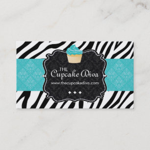 Sassy Zebra Stripe Cupcake Visitekaartje