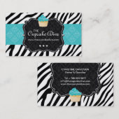Sassy Zebra Stripe Cupcake Visitekaartje (Voorkant / Achterkant)