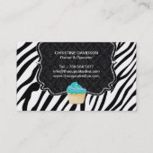 Sassy Zebra Stripe Cupcake Visitekaartje (Achterkant)