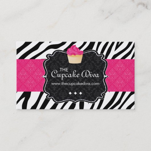Sassy Zebra Stripe Cupcake Visitekaartje (Voorkant)