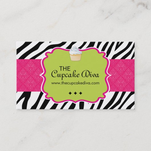 Sassy Zebra Stripe Cupcake Visitekaartje (Voorkant)