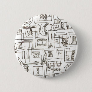 Sassy-Zwart En Wit Abstracte Inkt Doodle Kunst Ronde Button 5,7 Cm