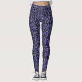 Sassy Zwart Paisley Print op Lavendel Leggings (Voorkant)