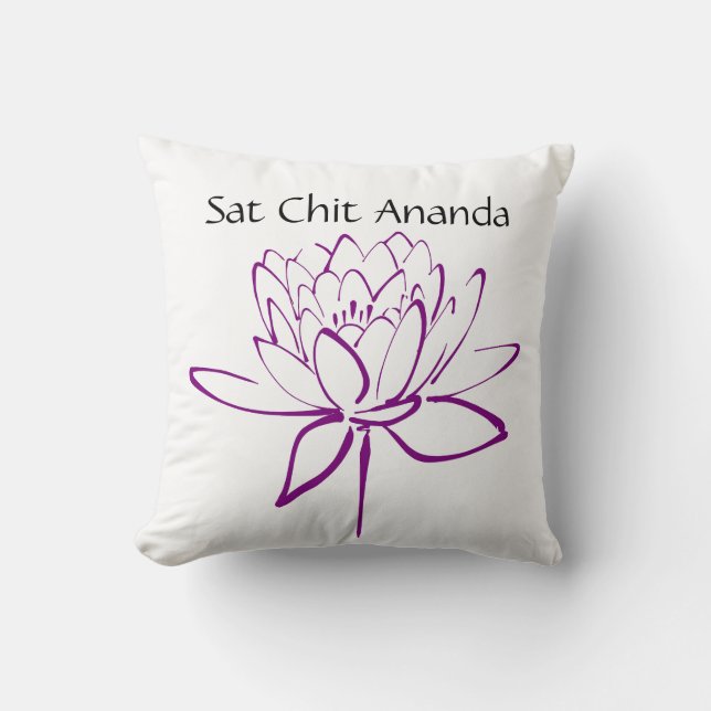 Sat Chit Ananda Paars Lotus Pillow Kussen (Voorkant)