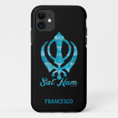 Sat Nam Khanda Gepersonaliseerd Wit Sierkussen Case-Mate iPhone Case (Achterkant)