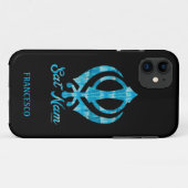 Sat Nam Khanda Gepersonaliseerd Wit Sierkussen Case-Mate iPhone Case (Achterkant (horizontaal))