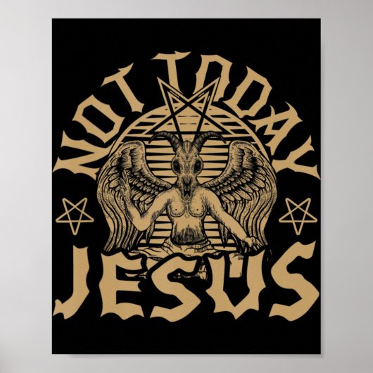 Satan Baphomet Satan not Today Jesus Tank TopIf Poster (Voorkant)