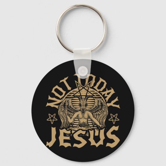 Satan Baphomet Satan not Today Jesus Tank TopIf Sleutelhanger (Voorkant)