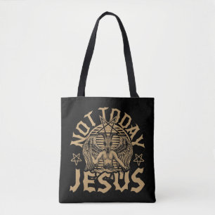 Satan Baphomet Satan not Today Jesus Tank TopIf Tote Bag