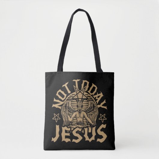 Satan Baphomet Satan not Today Jesus Tank TopIf Tote Bag (Voorkant)