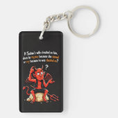 Satan Bedriegende Vrouw Zonde Grappige Duivel Meme Sleutelhanger (achterkant)