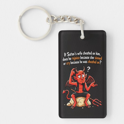 Satan Bedriegende Vrouw Zonde Grappige Duivel Meme Sleutelhanger (Voorkant)