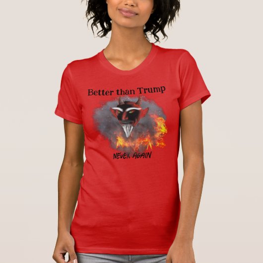 Satan Beter dan Trump Grappige Anti Trump T-shirt (Voorkant)
