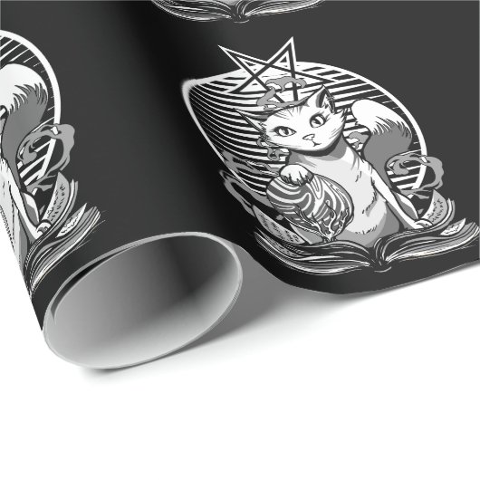 Satan Cat Fortune Teller Witchy Gothic Kitten Cadeaupapier (Rol Hoek)
