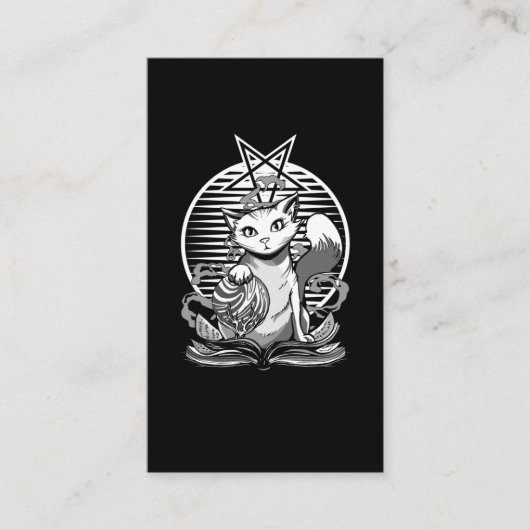 Satan Cat Fortune Teller Witchy Gothic Kitten Visitekaartje (Voorkant)