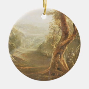 Satan Contemplating Adam en Eva in Paradise, van Keramisch Ornament