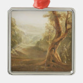 Satan Contemplating Adam en Eva in Paradise, van Metalen Ornament (Voorkant)