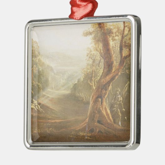 Satan Contemplating Adam en Eva in Paradise, van Metalen Ornament (Links)