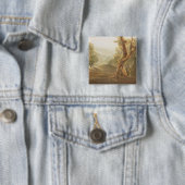 Satan Contemplating Adam en Eva in Paradise, van Vierkante Button 5,1 Cm (In situ)